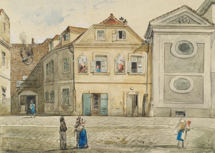 Emil Hütter, Das Scharfrichterhaus in Wien, undatiert, Aquarell auf Papier, 21 × 29,7 cm, Belve…