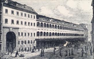 Emil Hütter, Die Salzgries-Kaserne in Wien, undatiert, Radierung, 9,9 × 15,3 cm, Belvedere, Wie…