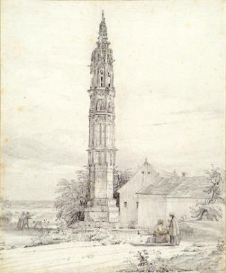 Franz (?) Kletzinsky, Das "Ewige Licht", die Pestsäule, in Klosterneuburg, Bleistift auf Papier…