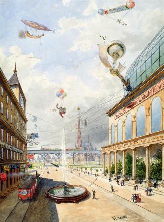 Edmund Krenn, Wien in hundert Jahren, Aquarell auf Papier, inklusive Passepartout: 48 × 35,5 cm…