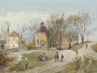 Ferdinand Weckbrodt, Die Brigitta-Kapelle in Wien-Brigittenau, undatiert, Aquarell auf Papier, …