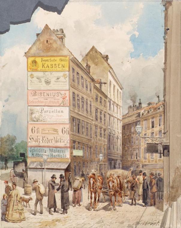 Ferdinand Weckbrodt, Die Kohlmessergasse und der Salzgries bei der Ruprechtsstiege, undatiert, …