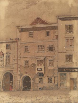 Carl L. Wiesböck, Mozarts Sterbehaus in der Rauhensteingasse in Wien, Bleistift, Aquarell auf P ...