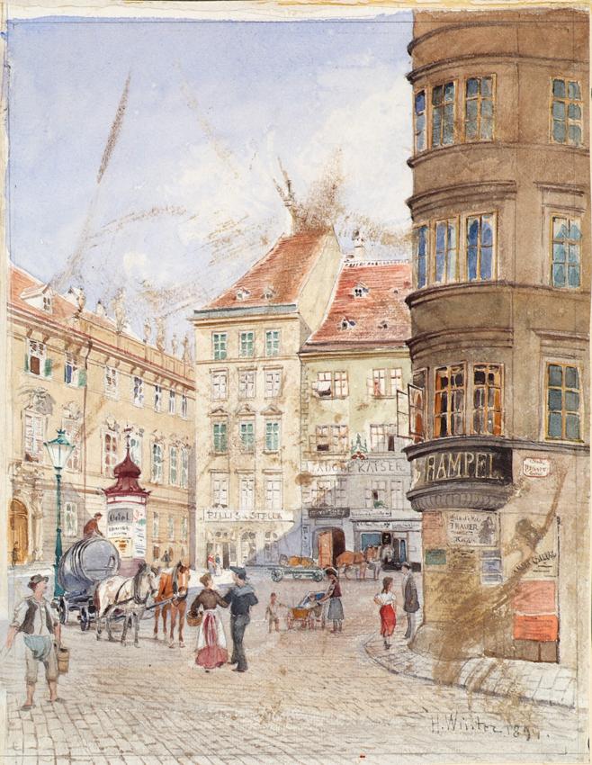 H. Winter, Der Judenplatz in Wien, 1894, Aquarell auf Papier, 36 × 28 cm, Belvedere, Wien, Inv.…