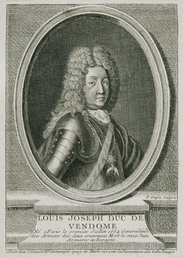 P. Dupin, Der französische General Louis Joseph Duc de Vendôme, Kupferstich auf Papier, Platten…