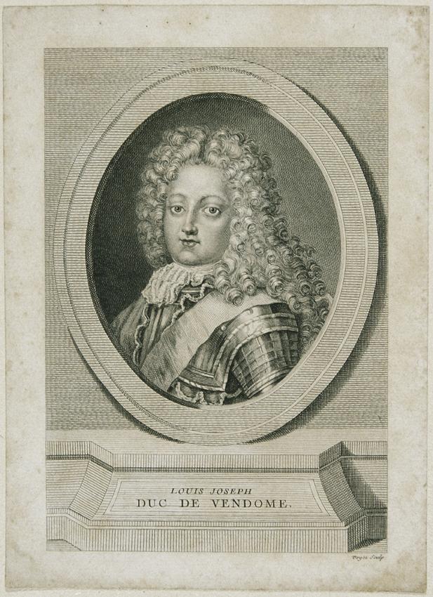 François Voyez, Der französische General Louis Joseph Duc de Vendôme, undatiert, Kupferstich au…