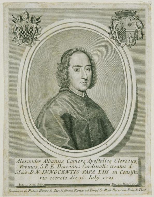 Kardinal Alessandro Albani, Girolamo Rossi, undatiert, Kupferstich auf Papier, 22,5 × 17,3 cm, …