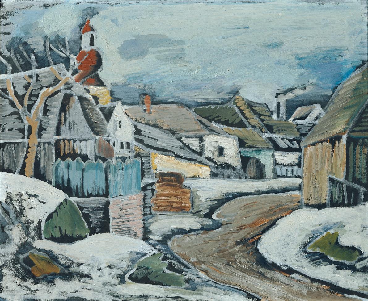 Franz von Zülow, Winterliche Dorflandschaft, undatiert, Öl auf Karton, 45 x 55,5 cm, Belvedere,…