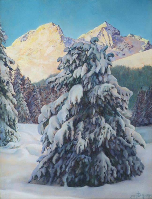 Robert  Herrmann, Winterlandschaft, 1925, Pastell auf Karton, 65,5 x 51 cm, Belvedere, Wien, In ...