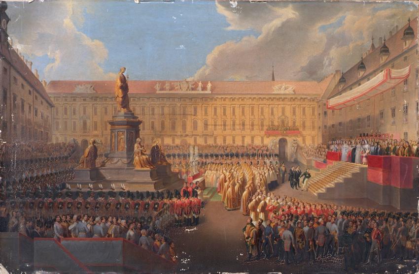 Leopold Bucher, Enthüllung des Denkmals für Kaiser Franz I. (II.) von Österreich (1768–1835) am…
