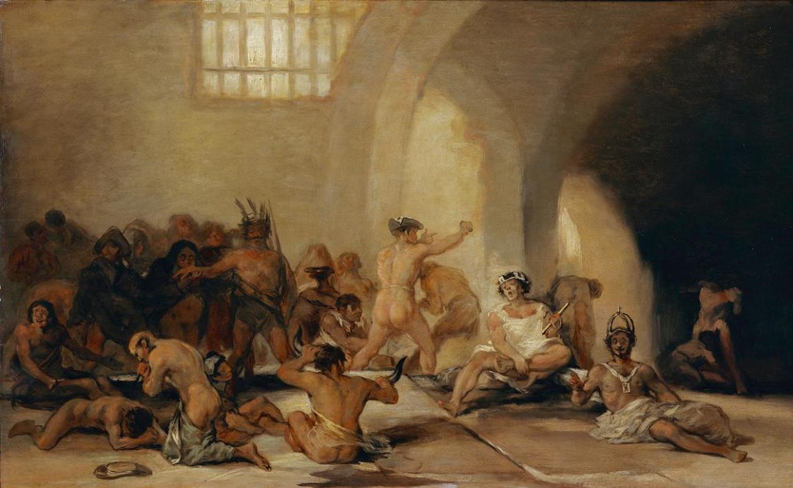 Francisco José de Goya y Lucientes (zugeschrieben), Irrenhaus, nach 1794, Öl auf Holz, 44,5 x 6 ...