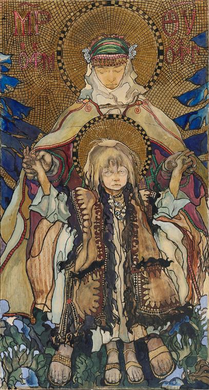 Kazimierz Sichulski, Die Huzulische Madonna, 1909, Tempera und Pastell auf Papier, auf Leinwand…