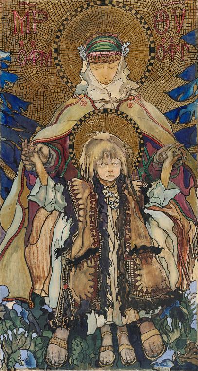 Kazimierz Sichulski, Die Huzulische Madonna, 1909, Tempera und Pastell auf Papier, auf Leinwand ...