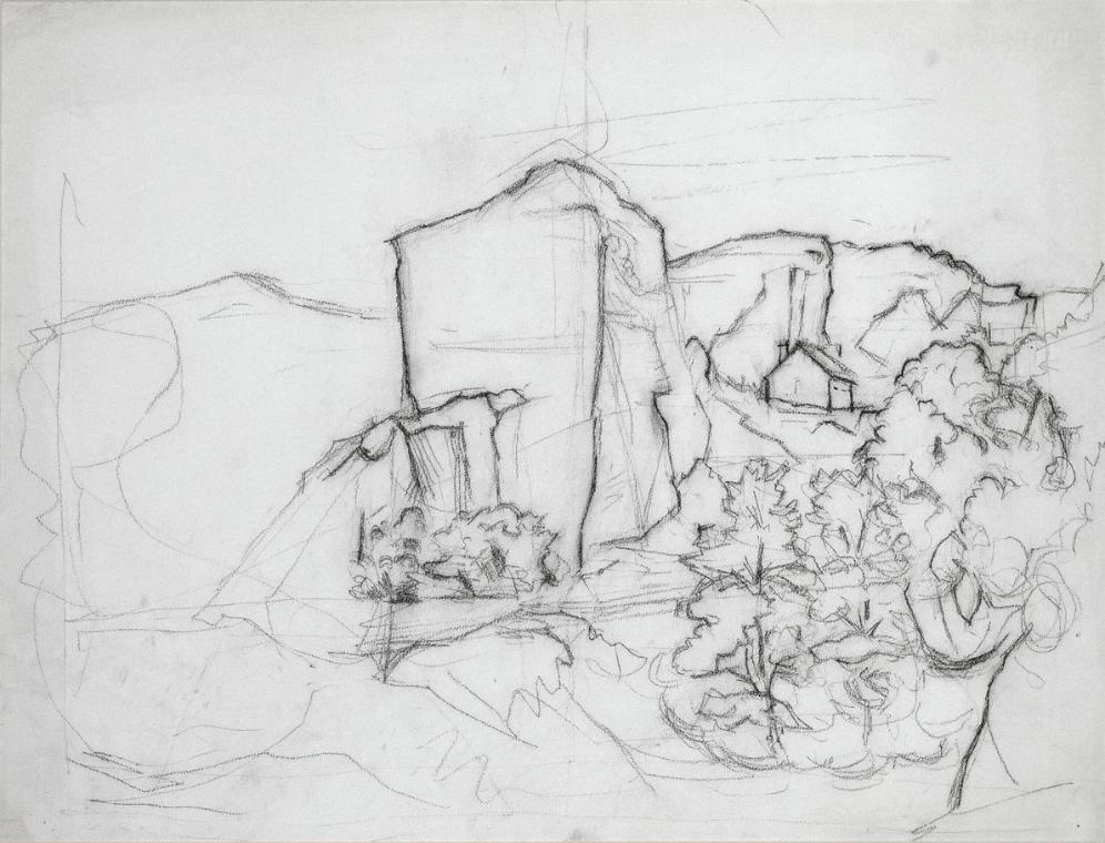 Herbert Boeckl, Steinbruch bei St. Margarethen, 1938, Kohle, 45 x 58,5 cm, Belvedere, Wien, Inv…