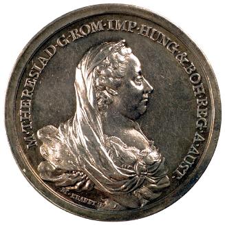 Johann Martin Krafft, Kaiserin Maria Theresia, Avers, 1767, Silber, D: 5,7 cm, Belvedere, Wien,…