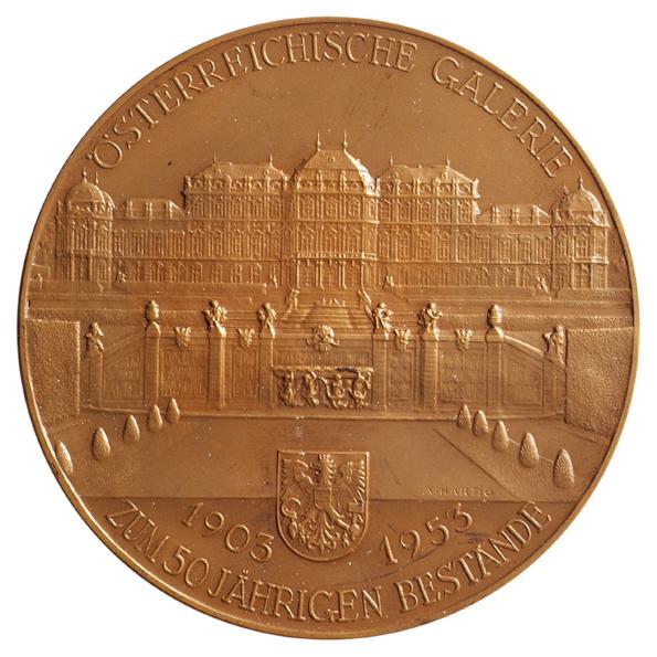 Arnold Hartig, Jubiläumsmedaille zum 50-jährigen Bestand der Österreichischen Galerie (1903–195…