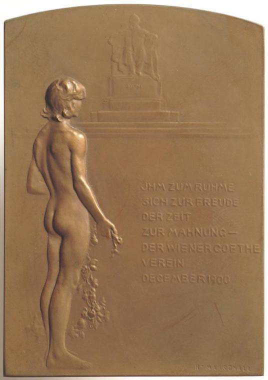 Rudolf Marschall, Plakette auf die Enthüllung des Denkmals für Johann Wolfgang von Goethe von E…