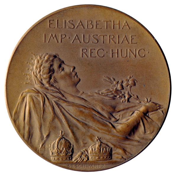 Stefan Schwartz, Medaille anlässlich des Todes von Kaiserin Elisabeth, 1898, Bronze, D: 4 cm, B…