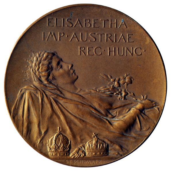 Stefan Schwartz, Medaille anlässlich des Todes von Kaiserin Elisabeth, 1898, Bronze, D: 4 cm, B…