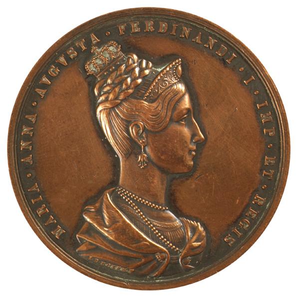 I. D. Boehm, Medaille auf Maria Anna, die Gemahlin Kaiser Ferdinands I., 1836, Metall, D: 4,5 c…