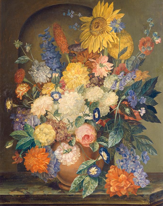 Kurt Gribbel-Seelnitz, Blumenstrauß vor einer Nische, 1939, Öl auf Leinwand auf Holz, 101 x 80,…