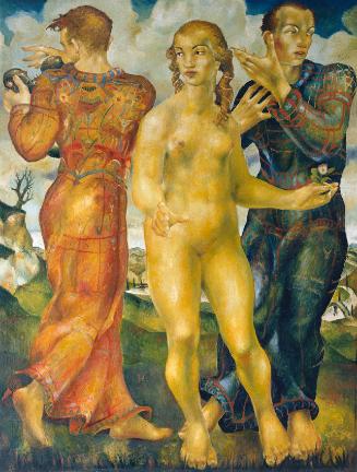 Emil Witasek, Weiblicher Akt mit Harlekinen, 1923, Öl auf Leinwand, 147 x 112 cm, Belvedere, Wi…