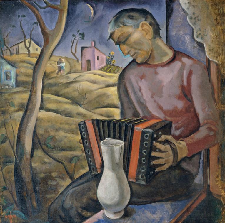 Josef Gassler, Harmonikaspieler, 1927, Öl auf Leinwand, 84,5 x 84,5 cm, Belvedere, Wien, Inv.-N…