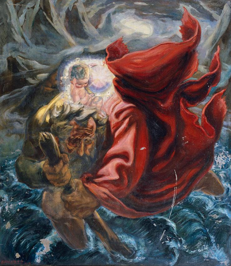 Ludwig Gruber, Heiliger Christophorus, 1943, Öl auf Leinwand, 166 x 144,5 cm, Belvedere, Wien, …