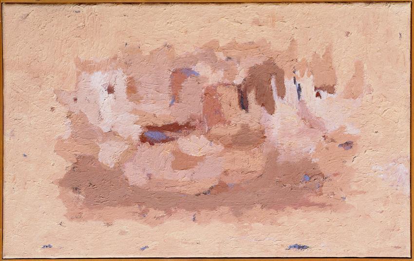 Leopold Schersch, Stadt in der Wüste, 1964, Öl auf Leinwand, 50 x 80 cm, Artothek des Bundes, D…