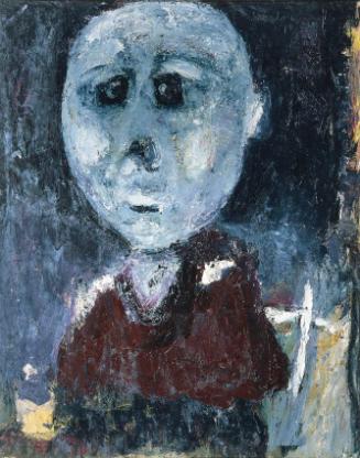 Karl Anton Wolf, Unsere Zukunft (Herr im Frack mit Mondgesicht), um 1956, Öl auf Leinwand, 100,…