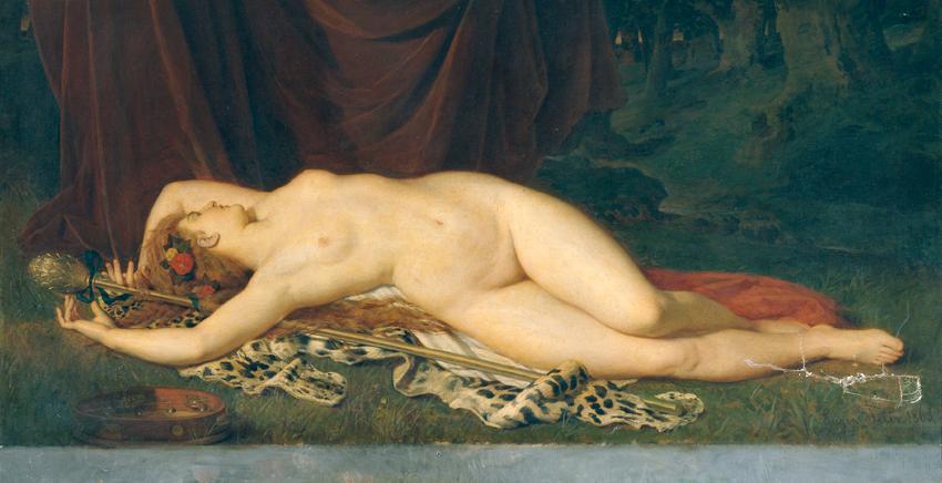 Eugen Felix, Schlafende Bacchantin, 1868, Öl auf Leinwand, 127 x 230 cm, Belvedere, Wien, Inv.-…
