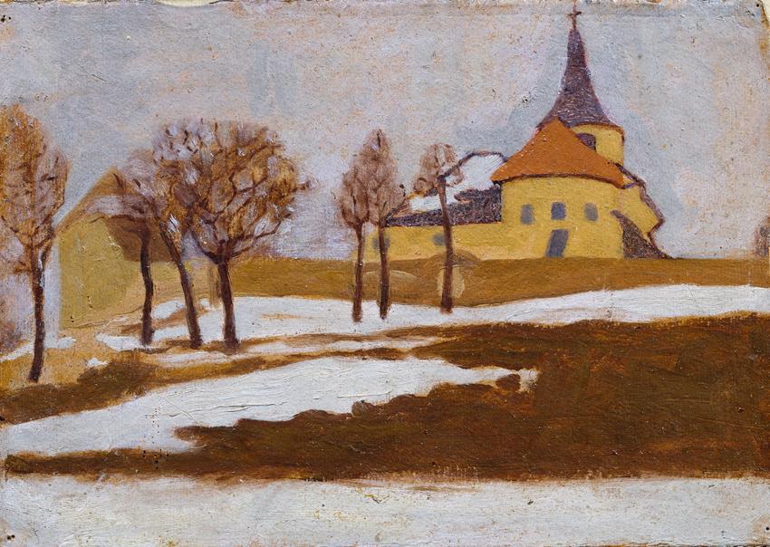 Heinrich Petri, Lainzer Friedhof, undatiert, Öl auf Karton, 18 x 25 cm, Wien,  Belvedere, Wien,…