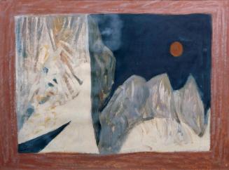 Ernst Graef, Felsen mit Mond, 1977, Mischtechnik auf Papier, 62,5 x 83,5 cm, Belvedere, Wien, I…