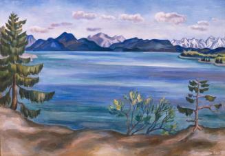 Irma Lang-Scheer, See im Hochgebirge, 1939, Öl auf Malpappe, 70 x 100 cm, Belvedere, Wien, Inv.…