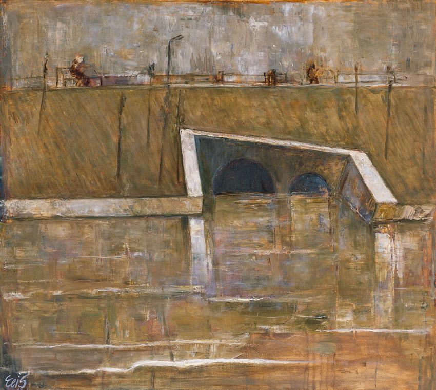 Elisabeth Stemberger, Am Kanal, 1969, Öl auf Leinwand, 90 x 100 cm, Artothek des Bundes, Dauerl…