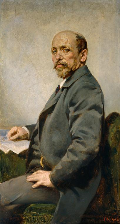 Julius Victor Berger, Der Hoffotograf Josef Löwy, 1902, Öl auf Holz, 55 x 30 cm, Belvedere, Wie…