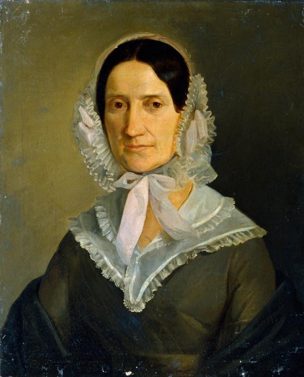Joseph Hasslwander, Die Frau des Uhrmachers Hasslwander, Öl auf Leinwand, 55,5 x 45,5 cm, Belve…