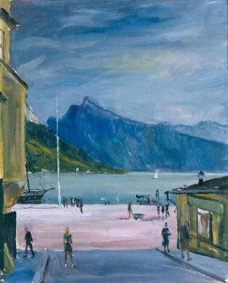 Otto Reihs, Traunseeufer in Gmunden, Öl auf Leinwand, 54 x 44 cm, Belvedere, Wien, Inv.-Nr. 456…