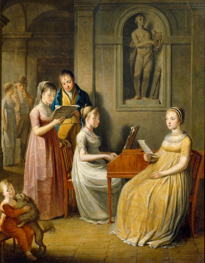 Unbekannter Künstler, Musizierende Familie, Öl auf Holz, 48 x 38,5 cm, Belvedere, Wien, Inv.-Nr…