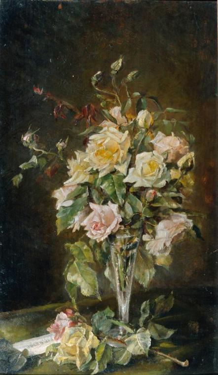 A. Bernhard, Rosen in einer Vase, um 1896, Öl auf Holz, 50 x 25,5 cm, Belvedere, Wien, Inv.-Nr.…