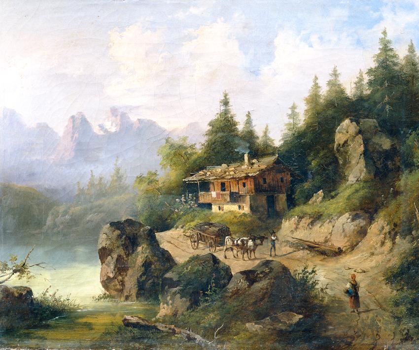 Otto Goebel, Berchtesgaden mit Watzmann, um 1825/1850, Öl auf Leinwand, 43,5 x 54,5 cm, Belvede…