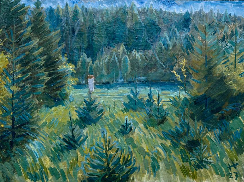Theodor von Herzmansky, Waldlichtung bei Nötsch, 1927, Öl auf Leinwand, 44 × 58,5 cm, 2006 Leih…