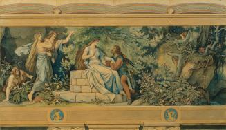 Moritz von Schwind, Die schöne Melusine: Am Waldbrunnen, 1869, Aquarell auf Karton, 78 x 133 cm ...