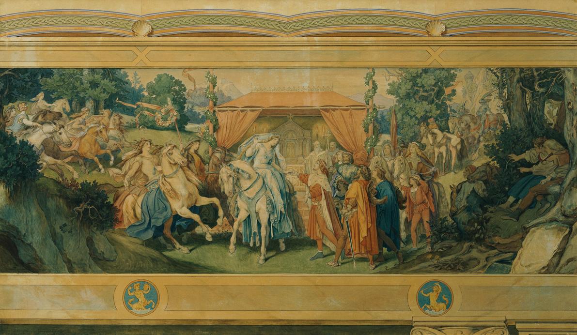 Moritz von Schwind, Die schöne Melusine: Die Braut, 1869, Aquarell auf Karton, 78 x 133 cm, Bel…