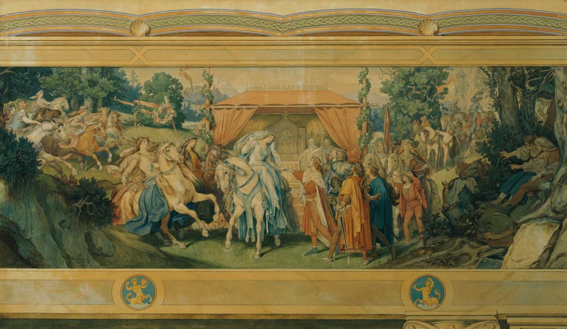 Moritz von Schwind, Die schöne Melusine: Die Braut, 1869, Aquarell auf Karton, 78 x 133 cm, Bel…