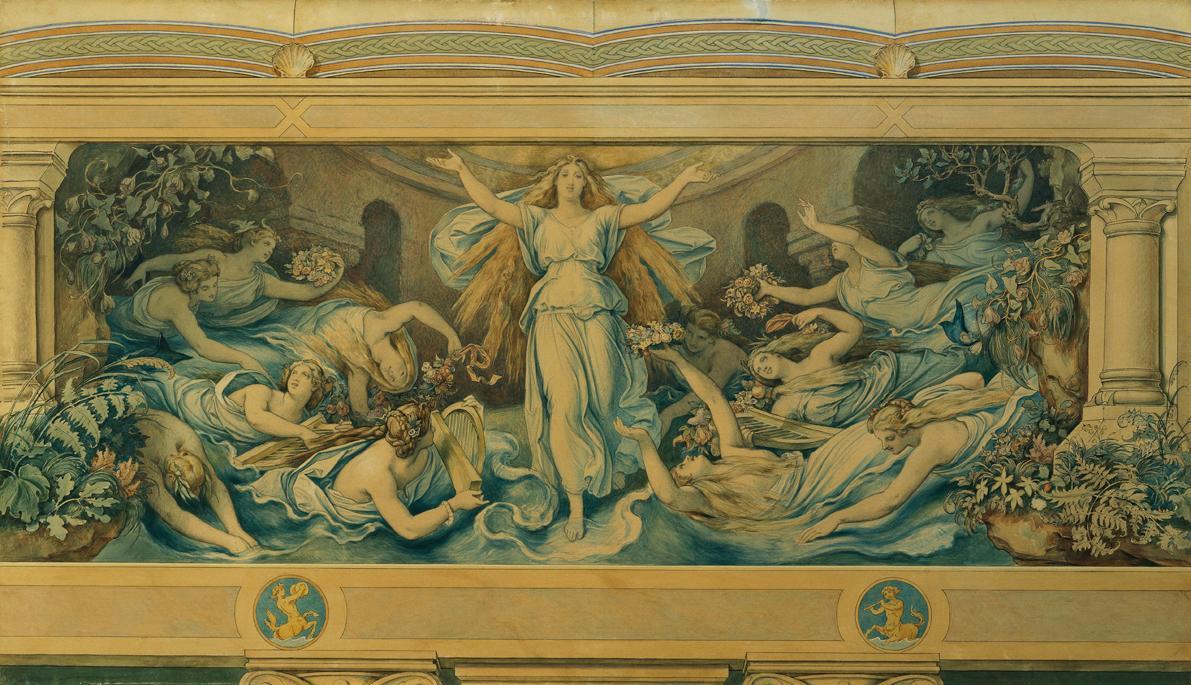 Moritz von Schwind, Die schöne Melusine: Das Heiligtum, 1869, Aquarell auf Karton, 78 x 133 cm, ...