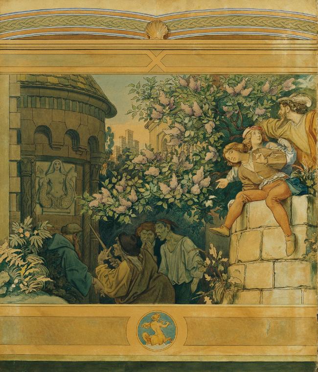 Moritz von Schwind, Die schöne Melusine: Die bösen Zungen, 1869, Aquarell auf Karton, 78 x 66 c…