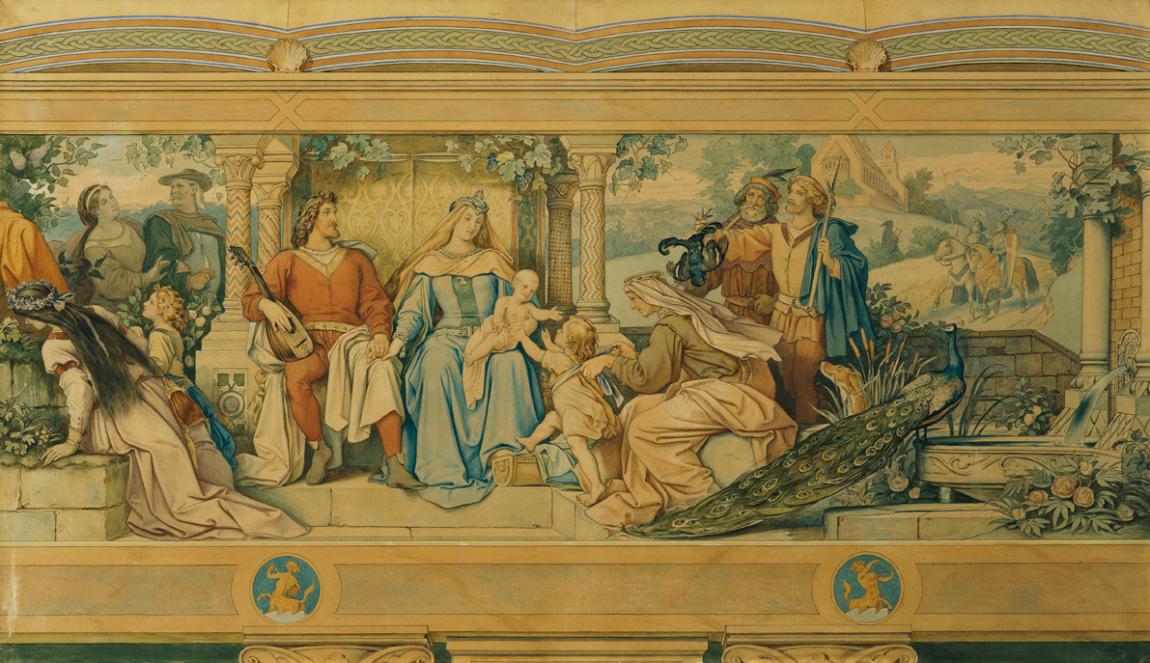 Moritz von Schwind, Die schöne Melusine: Das Liebesglück, 1869, Aquarell auf Karton, 78 x 133 c…