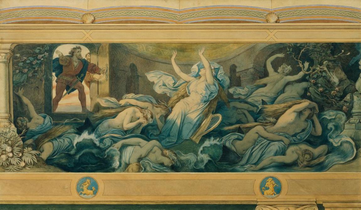 Moritz von Schwind, Die schöne Melusine: Der Eidbruch, 1869, Aquarell auf Karton, 78 x 133 cm, …