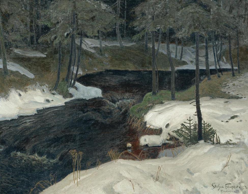 Stefan Filipkiewicz, Bergstrom, um 1900, Öl auf Leinwand, 100 x 130 cm, Belvedere, Wien, Inv.-N…